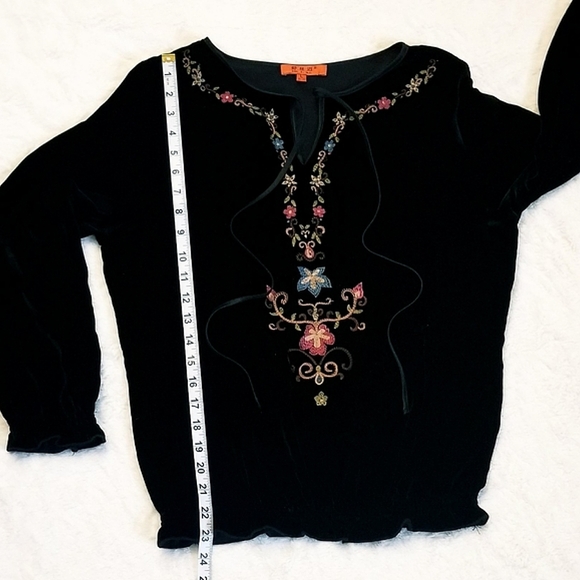 Embroidered Velvet Longsleeve Top - Picture 11 of 11